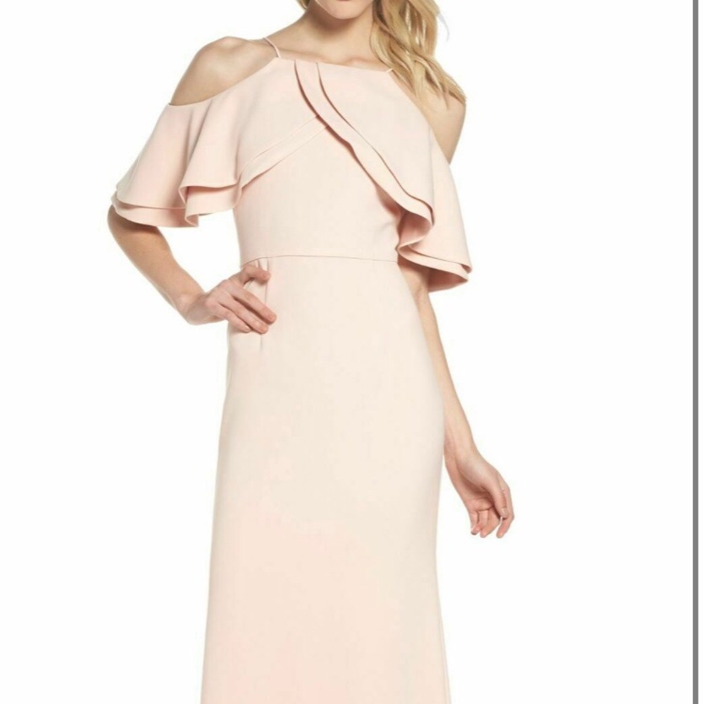 Eliza J Ruffle Bodice Cold Shoulder Gown sz 6